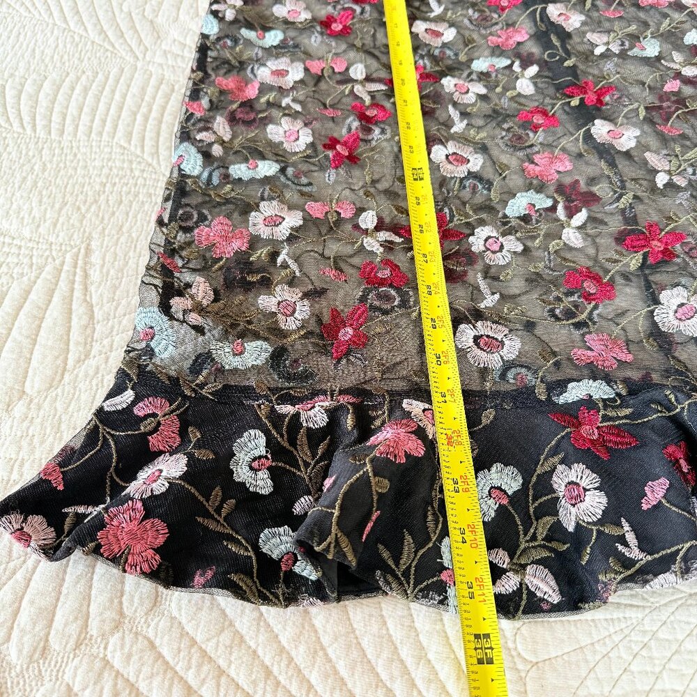 CeCe Sheer Embroidered Floral Mini Ruffle Dress Size L-XL - Picture 15 of 17